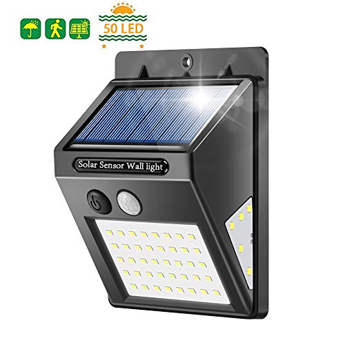 Solarleuchten für Außen, Banral 50LED solarlampen für Außen mit Bewegungsmelder 270° Superhelle Solarleuchte, Sicherheitswandleuchte 3 Modi IP65