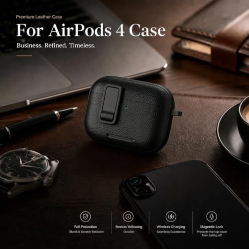 Image of for Leather AirPods Pro 3 Case 2025 | Cute iPod Air Pods Pro 3 Case with Magnetic Lock | with Phone Holder & Keychain | Airpods 3 Pro Cases for Man Women(Model A2700 /A2931)(Black)