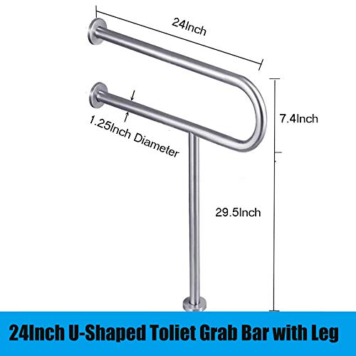 Flyskip Toilet Grab Bar,24 Inch Stainless Steel Handicap Rail For Bathroom Shower Safety,Non-Slip Hand Grips For Disabled, Elderly, Handicapped, And Pregnant Women,Floor To Wall-Mounted Support Bar #TOP1