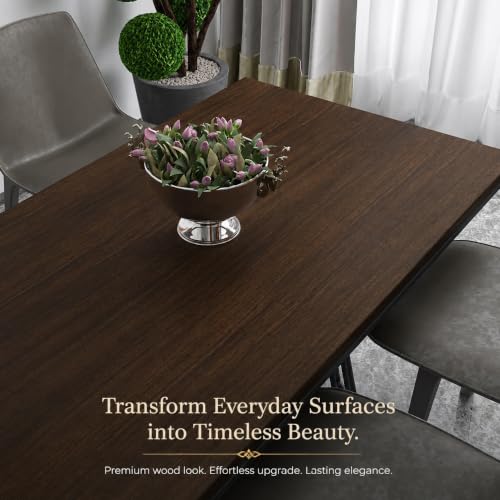 Image of HOME13 Wood Grain Wallpaper Peel and Stick Wood Contact Paper Self Adhesive Removable Thicken Wooden Wall Paper for Kitchen Cabinets Drawer Shelf Liner Waterproof (24x147 Inch, Coffee Brown)