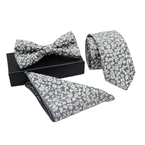 Corbata de hombre business casual gris con diseño floral