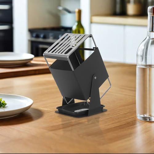 Bloc à couteaux rotatif en acier inoxydable, élégance et fentes flexibles de cuisine - 8