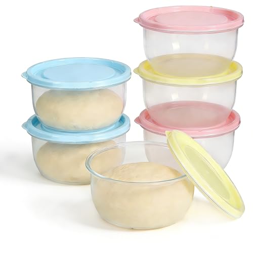 Punorric 6-Piece Pizza Dough Ball Box Set with Lids Dough Proofer & Bread Proofing Box Small Dough Proofing Storage Organizer Pizza Making Accessories for Home Kitchen (Pink/Blue/Green)