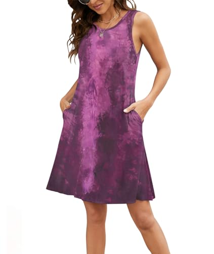 Image of Sun Dress for Women Casual Sleeveless Beach Cover up Dresses with Pockets