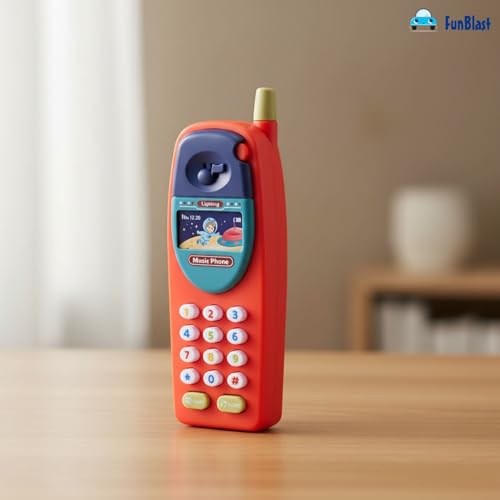 Image of FunBlast Cartoon Musical Mobile Phone for Kids, Mobile with Light & Sound Toys for Babies | Educational Toys for Kids 3+ Years /Boys /Girls-1 Unit (Red-C)
