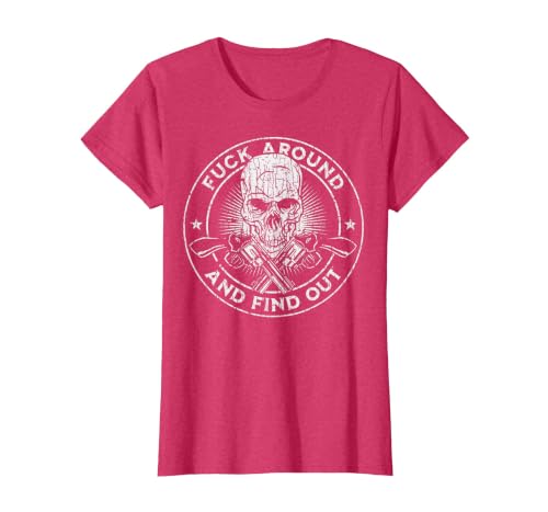 Fuck Around and Find Out T-Shirt, Women, Red Heather, X-Small