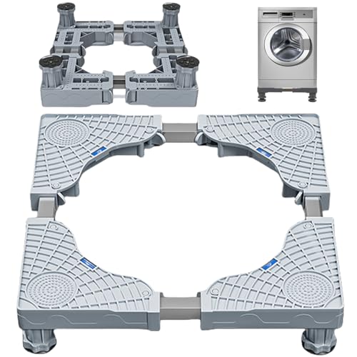 Soporte para lavadora con 4 patas, 41 – 66 cm, base inoxidable con función antideslizante de absorción de impactos para lavadora, frigorífico, congelador, lavavajillas, aparatos estáticos del hogar