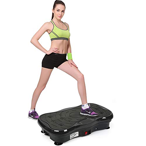 Vibrationsplattform für Gewichtsverlust, Vibrationsplattform für Lymphmassage, Vibrationsplatte, 200 W, Bluetooth, Musik, Training zu Hause, Reduzierung von Fett und Form/Schwarz