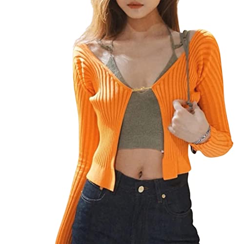 Open Front Knitted Cropped Cardigan for Women Sexy Lace Up Long