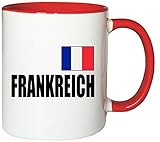 Mister Merchandise Kaffeetasse Frankreich Fahne Flag Teetasse Becher, Farbe: Weiß-Rot