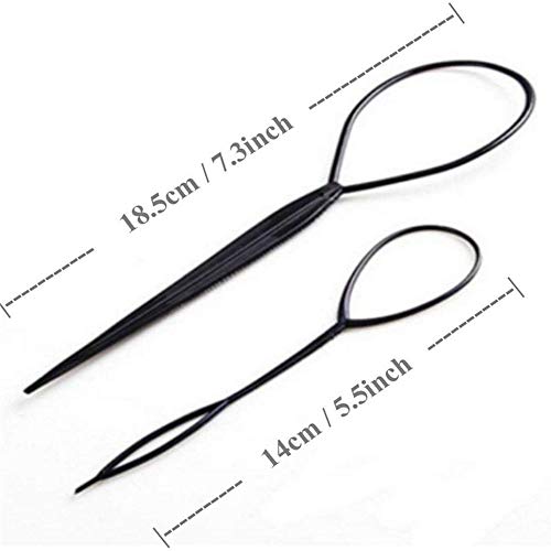 2 Pcs Topsy Tool Tail Hair Braid for Ponytail Tail Styling Accessories Ponytail Maker (Black)