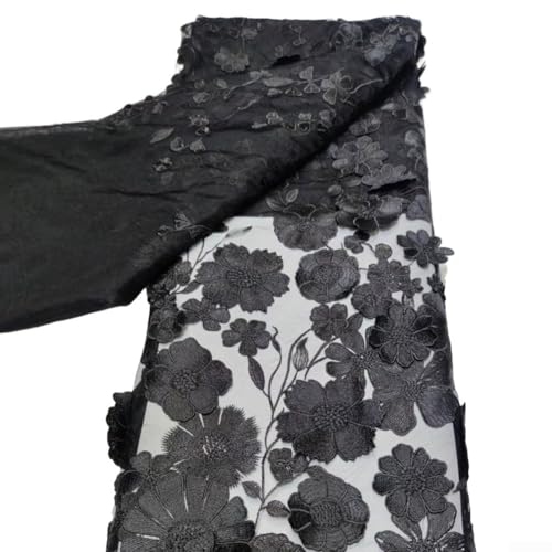 Rouleau de tissu en dentelle brodée de fleurs, matériau doux et léger pour la production de vêtements et les applications artisanales textiles (style D)