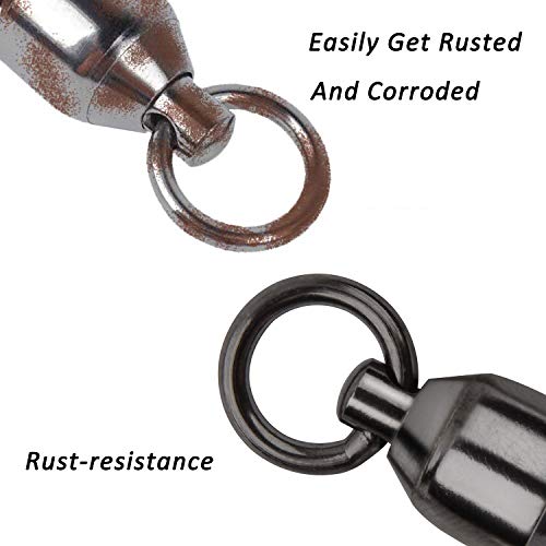Image of SILANON Fishing Strong Ball Bearing Swivels - Stainless Steel Fish Swivel Connectors Solid Welded Rings Fishing Tackle 100% Copper 35lb-418lb Strength for Saltwater Big Game Fishing