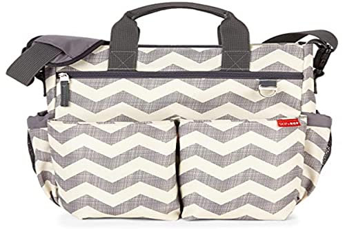 Image of Skip Hop Diaper Bag: Iconic Duo Signature Function Forward Tote with Changing Pad & Stroller Attachement, Chevron
