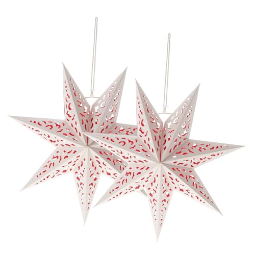iplusmile 2 piezas Cubierta Linterna de Papel Hueca con Forma de Estrella para Decoración de Fiestas y Hogar Cubierta Iluminada Resistente para Farolillos Navideños y Eventos