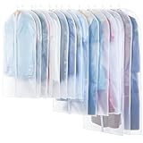 Carbrea Translucent Garment Bag - 15 Packs Garment Bags for Hanging Clothes Dress Bag Suit Bags for Closet Storage Travel - 24