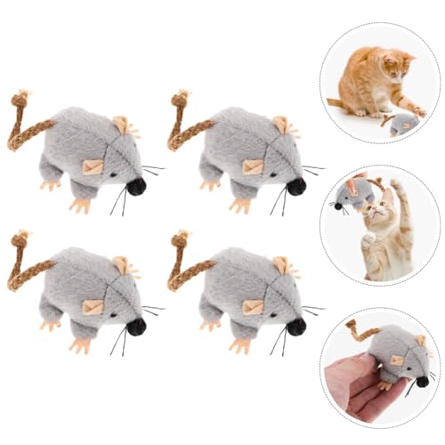 Abaodam Ratos De Brinquedos Para Gatos: 4 Peças Catnip Brinquedos Para Gatos Gatinho Interativo Mous