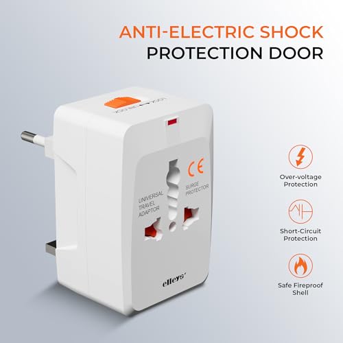 Image of Elleys' Universal Travel Adapter International All in one Worldwide Universal Adapter 13amp 100-240 Voltage Travel Charger Suitable 200+ Countries UK, Europe, UA, Australia, China, Japan 6pcs