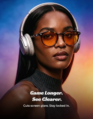Image of TIJN Blue Light Blocking Glasses Men Women,Vintage Round Frame Eyeglasses | Flexible Lightweight Frames,Red Orange Clear Lens for Computer Gaming Sleep Daily,Anti UV Blue-Ray Glare Screen Fatigue
