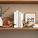 Remenna Gold Bow Metal Bookends Set of 2 Heavy Duty Cast Iron Book Ends for Heavy Books Unique Modern Decorative Book Holders for Shelves Home Accent Decor