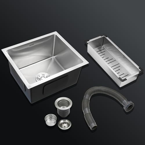 Image of ALTON SS-304 Grade, 16x18x9 INCH, Handmade Single Bowl Sink, Matte | Kitchen Sink With Basket