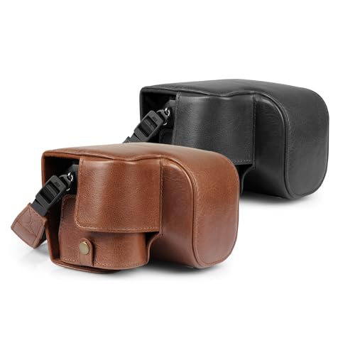 Image of Mega Gear Genuine Leather Camera Case for Sony Alpha a6700 (16-50mm) - Stylish and Protective - Black