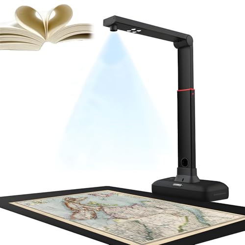 QuinteZhenTially Scanner Fotocamere Grande Formato A2,Scanner Libri/Documenti 23 MP Ad Altezza Regolabile,Scanners Sopraelevato,Lisciatura Scansione Automatica Doppie Pagine Libri,per Biblioteche