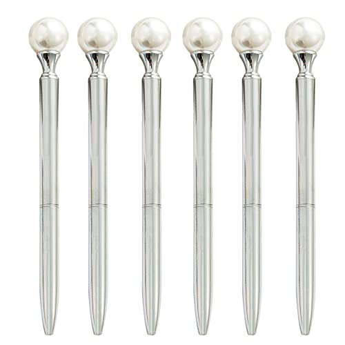 Meyaus 6-Pack Pearl Decorated Metal Ballpoint Pens