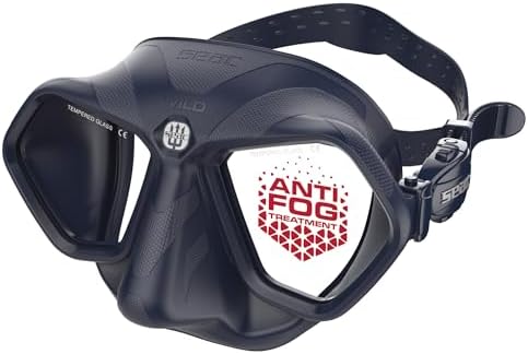 SEAC Wild – Masque Low Volume en Silicone | Masque Antifog Bi-Verre pour Apnée et Pêche sous-Marine avec Boucle 3D et Vision Périphérique