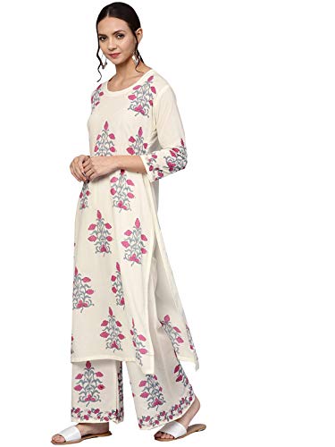 Image of ishin Women's Rayon Burgundy Embellished A-Line Kurta set With Skirt