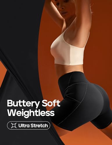Heathyoga Buttery Soft 6" Yoga Shorts for Women Biker Shorts Women Tummy Control Workout Gym Spandex Shorts with Pockets4