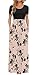 AUSELILY Damen Kurzarm Sommer Casual Long Maxi Kleider mit Taschen Hellbraune Blume Schwarz L