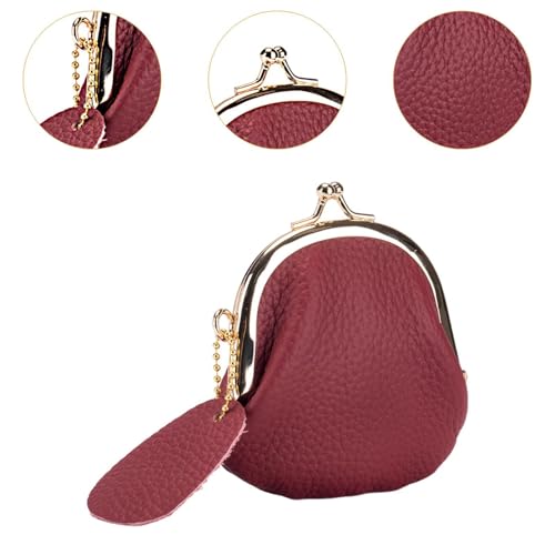 Monedero de piel mini para mujer estilo retro cartera roja duradera con boquilla 2