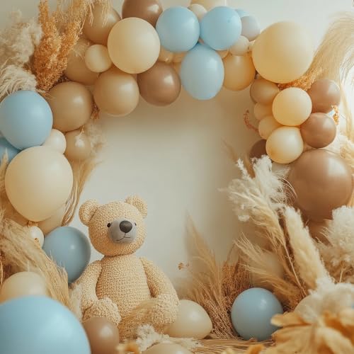 Image of RUBFAC 129pcs Light Brown Balloons Different Sizes 18 12 10 5 Inch Latex Tan Balloon Kit for Birthday Party Baby Shower Wedding Anniversary Decoration