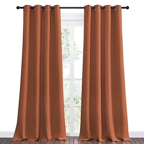 Image of NICETOWN Burnt Orange Blackout Curtains for Sliding Door, 55 by 108, 2 Pieces, Blocking Out Sunlight Window Treatment Modern Design Grommet Curtain Panels for Dining Room
