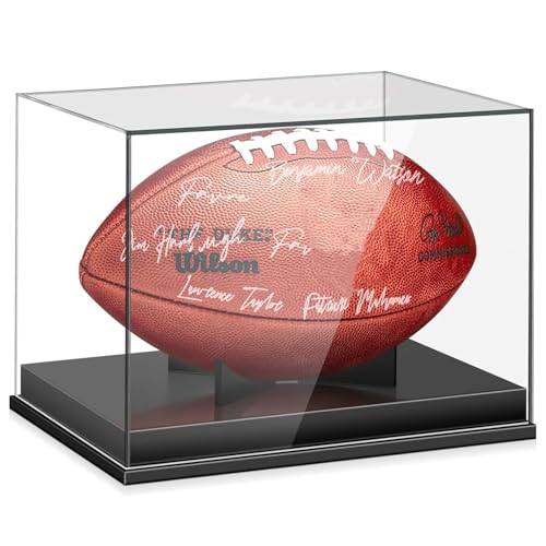 Thickening Football Display Case Clear Acrylic Assemble Box with Stand? UV Protected Full-Size Football Collectibles Autographed Football Fans & Collectors Sports Collectibles Ball Holder