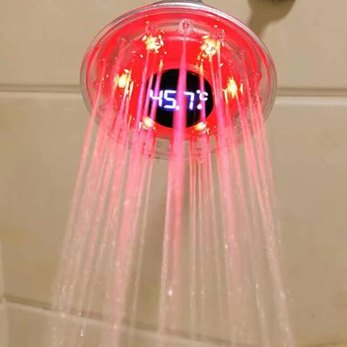 Yhenlovtt Agua de ducha LED simple con 3 modos de construcción, detección de abdominales, lluvia, masaje, mezcla, cambio de color de la cabeza (azul/verde/rojo) para frío, calor, plata caliente, spray