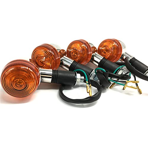 Image of Universal 4pcs Motorcycle Turn Signals Chrome Bullet Front Rear Lights Compatible with Harley Honda Suzuki Yamaha Kawasaki Motorcycle Bobber Chopper
