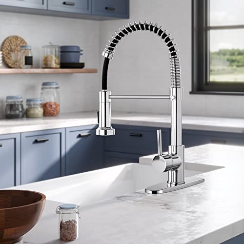 Kitchen Sink Faucet, Pull Down Kitchen Faucet,Chrome Kitchen Faucet With Sprayer Stainless Steel Single Handle #TOP3