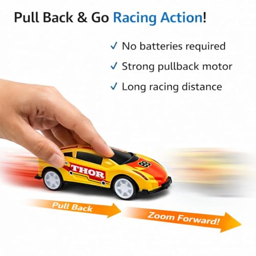 Image of Brand Conquer Die-Cast Metal Pullback Toy Cars, Mini Sports Car & Police Cars | Durable Metal Body Cars with Pull Back Mechanism | Kids Toy Cars Gift Set | Size 2.5 * 3 * 6.5 cm (Set of 6)
