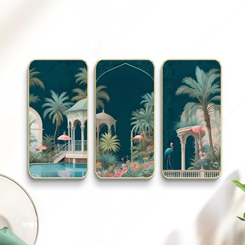 Image of Livin'luxe Set of 3 Flamingo modern art Boho painting Premium Framed Laminated Wall paintings for living room, bedroom, home decoration, wall decoration 20 inch x 30 inch SP-30