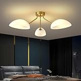 XIAOQIWU 31.5”Gold-Plated Modern Ceiling Light Chandelier Light Fixture for Bedroom and Living Room Ceiling - Adjustable Light and Color with Acrylic lampshade - Sputnik Ceiling Light