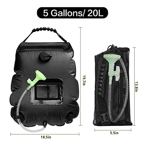 Weiyii Camping Shower Bag, Portable Shower For Camping Heating Solar Shower Bag 5 Gallons/20L Hot Water 45°C Switchable Shower Head For Camping Beach Swimming Outdoor Traveling Hiking #TOP3