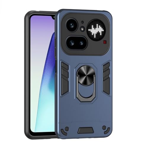 Coque Nothing Phone 3A Pro antichoc bleue avec anneau support silicone