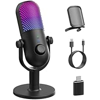 Gaming Microfono PC para PS4: USB Micrófono RGB con Eco - Gaming
