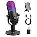 USB Mikrofon PC Gaming RGB: Microphone PC Schwarz - Gaming Zubehör PS4 & PS5 - Gaming Mic mit Stumm & Gain & Echo - Gaming Gadgets Laptop für Windows & Mac - Podcast Mikrofon für YouTube & Streaming
