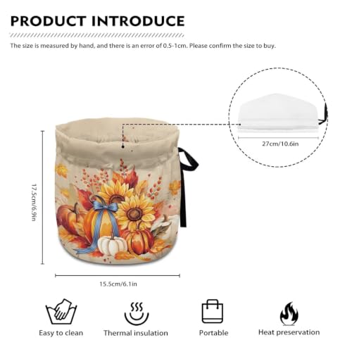 Image of Retro Fall Tea Cozy for Teapot Pumpkin Bow Tea Cosy with Insulated Pad Heat Resistance Kettle Covers Coffee Pot Dust Covers for Party Thanksgiving Home Decor