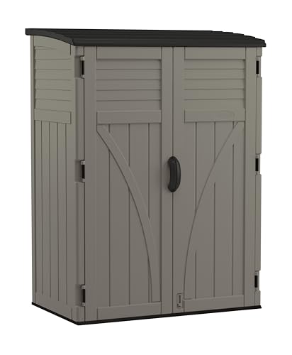 Suncast 54 Cubic Ft. Vertical Resin Outdoor Storage Shed with Lockable Double Doors,...