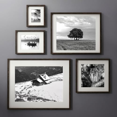 Image of 16 x 20 Picture Frame, USA-Sourced Natural Wenge Wood Photo Collage Frame with HD Tempered Glass, Modern Simple 16x20 Wooden Frame Matted to 11x14, Vertical & Horizontal Wall Hanging Display