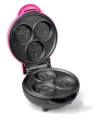 Image of Nostalgia MyMini Princess Icons Shape Electric Waffle Maker, 5-Inch Non-Stick Griddle for Waffles, Hash Browns, Eggs, and More, Pink